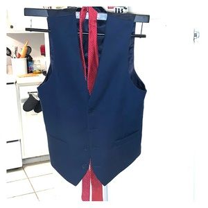 Navy Blue vest & Red Jones NY tie.